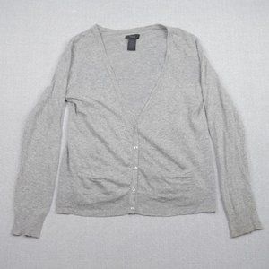 Frenchie Cardigan Womens Large Gray Long Sleeve Cashmere Rabbit Hair Blend